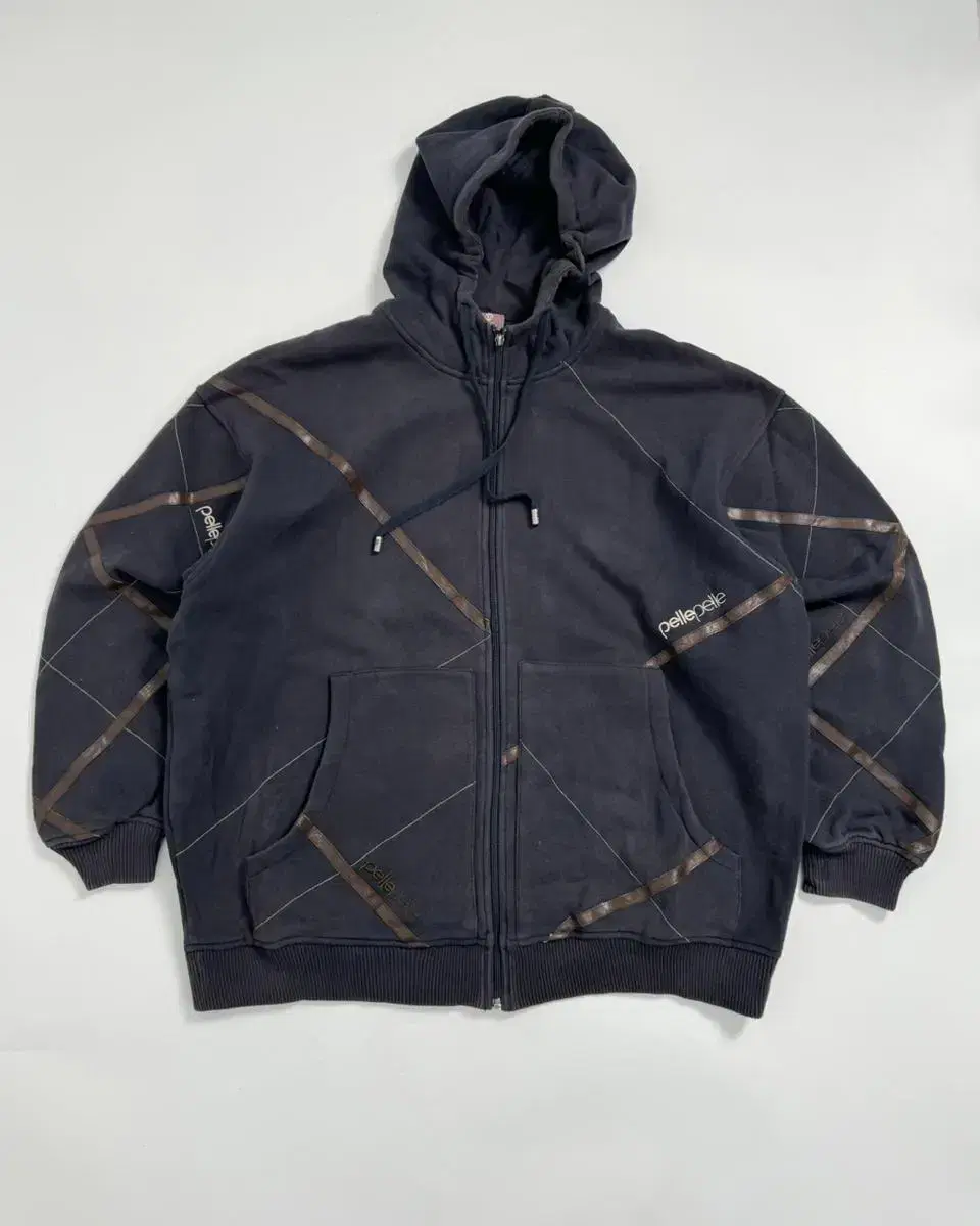 Vintage pelle pelle oversize hood zip up